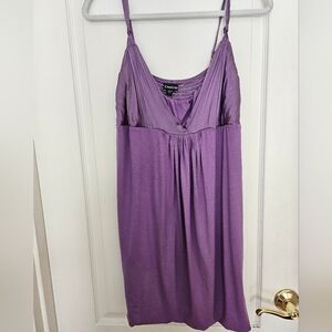 Bebe Purple Smocked Top With A Draped Neckline-Size L